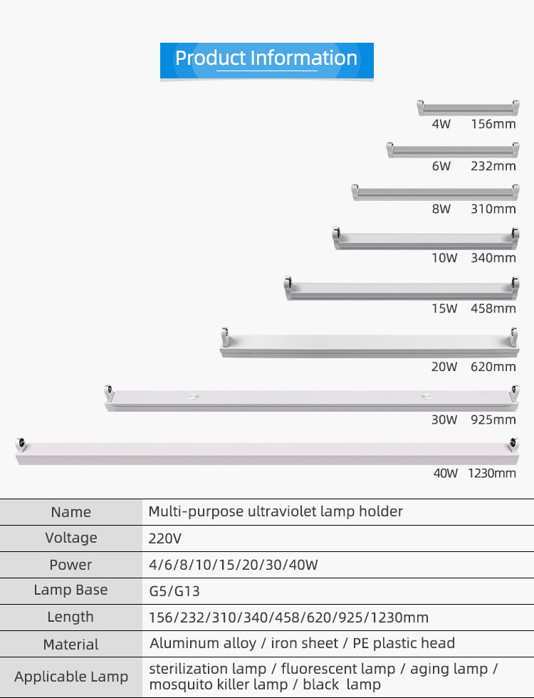 40W T8 G13 fluorescent light uv germicidal lamp fixture