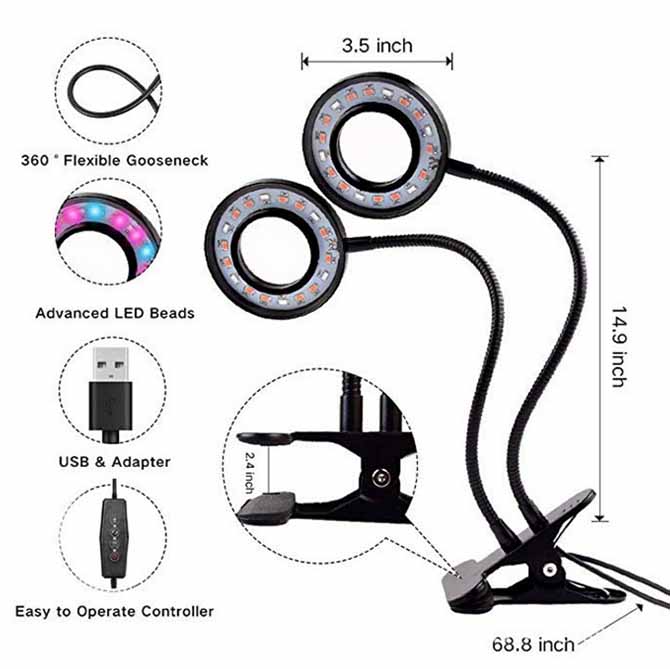 Full spectrum high power double-headed clip plant growth light