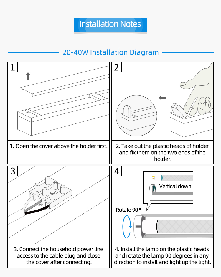 40W T8 G13 fluorescent light uv germicidal lamp fixture