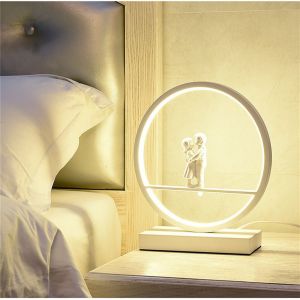 Circle Led Bedroom Girl Couple Table Lamp Wedding Creative Romantic Fashion Small Night Light Bed Side Table Lamp