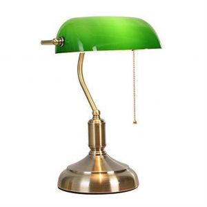 Retro Green Lamps Hotel Reading Decorative Nordic Study Gold Modern Led Glass Classic Banker Table Lamp Bedside Lamp Classic